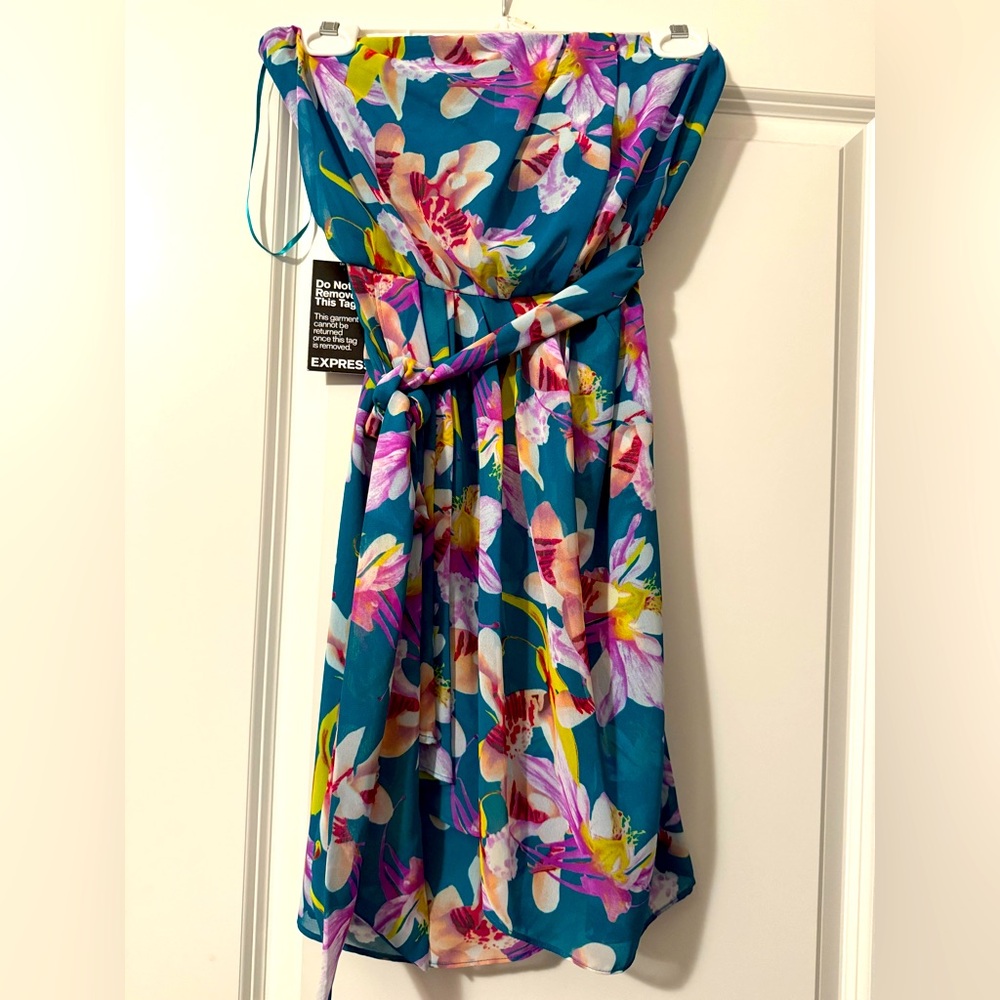 Express Strapless Floral Print Dress Sz 4